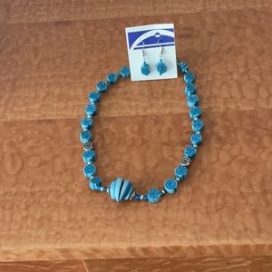 Beautiful blue matching earrings and necklace